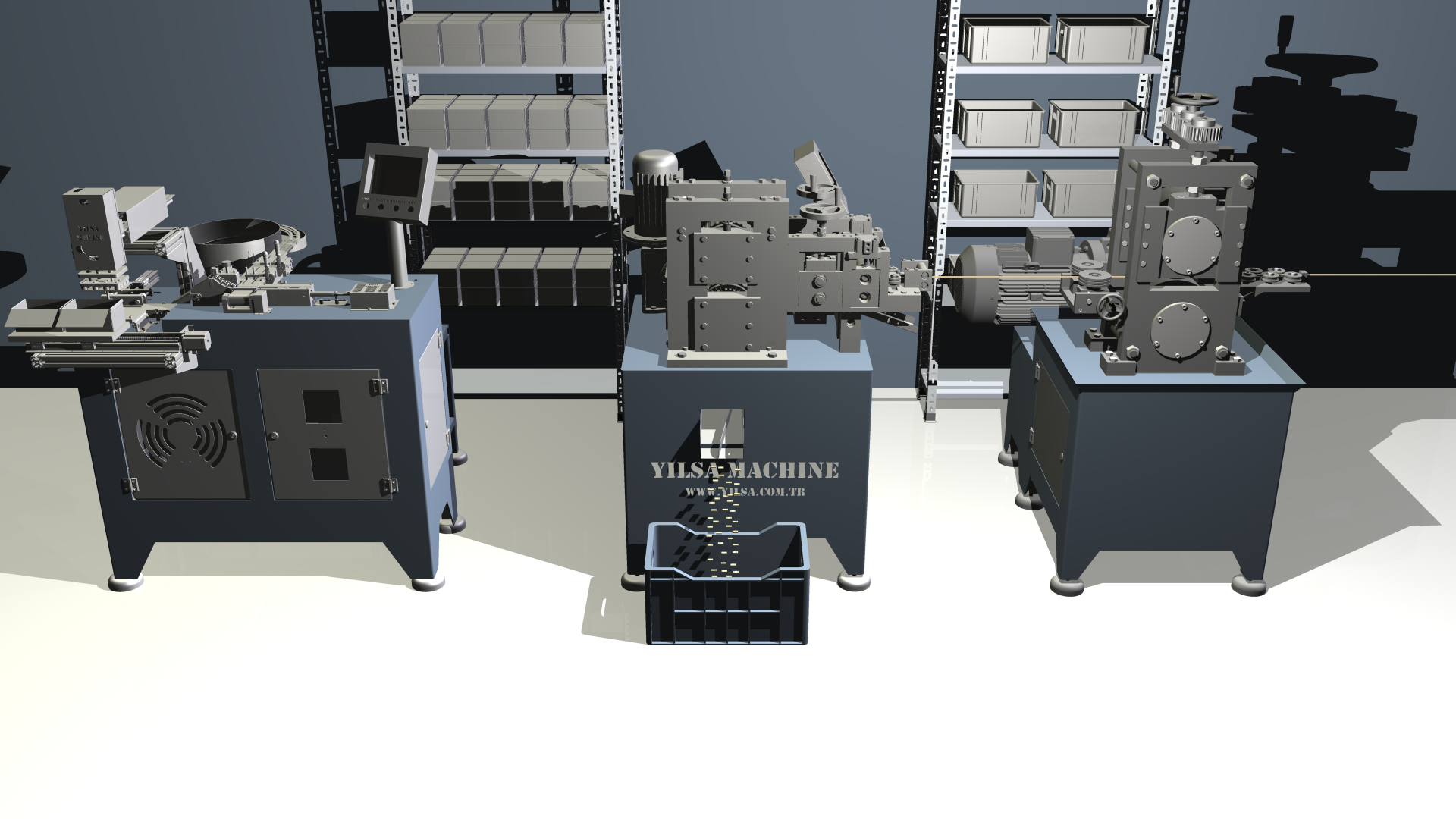 Complete wheel weight production line with highlighted Chopping and Marking Machine